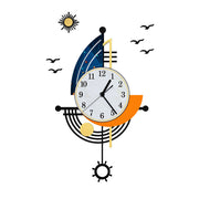 Stylish luxury wall clock decoration featuring modern design with sun and bird motifs