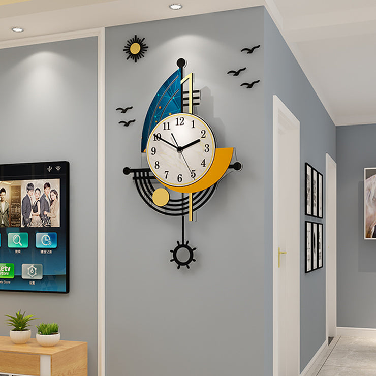 Stylish luxury wall clock decoration with colorful design and modern elements for home interiors