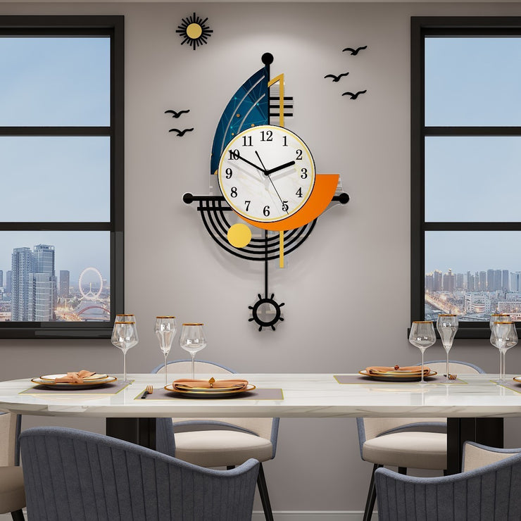 Elegant luxury wall clock decoration with colorful design for modern home interiors